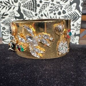 CAbi vintage Secret Garden embellished whimsical hinge cuff bracelet EVC